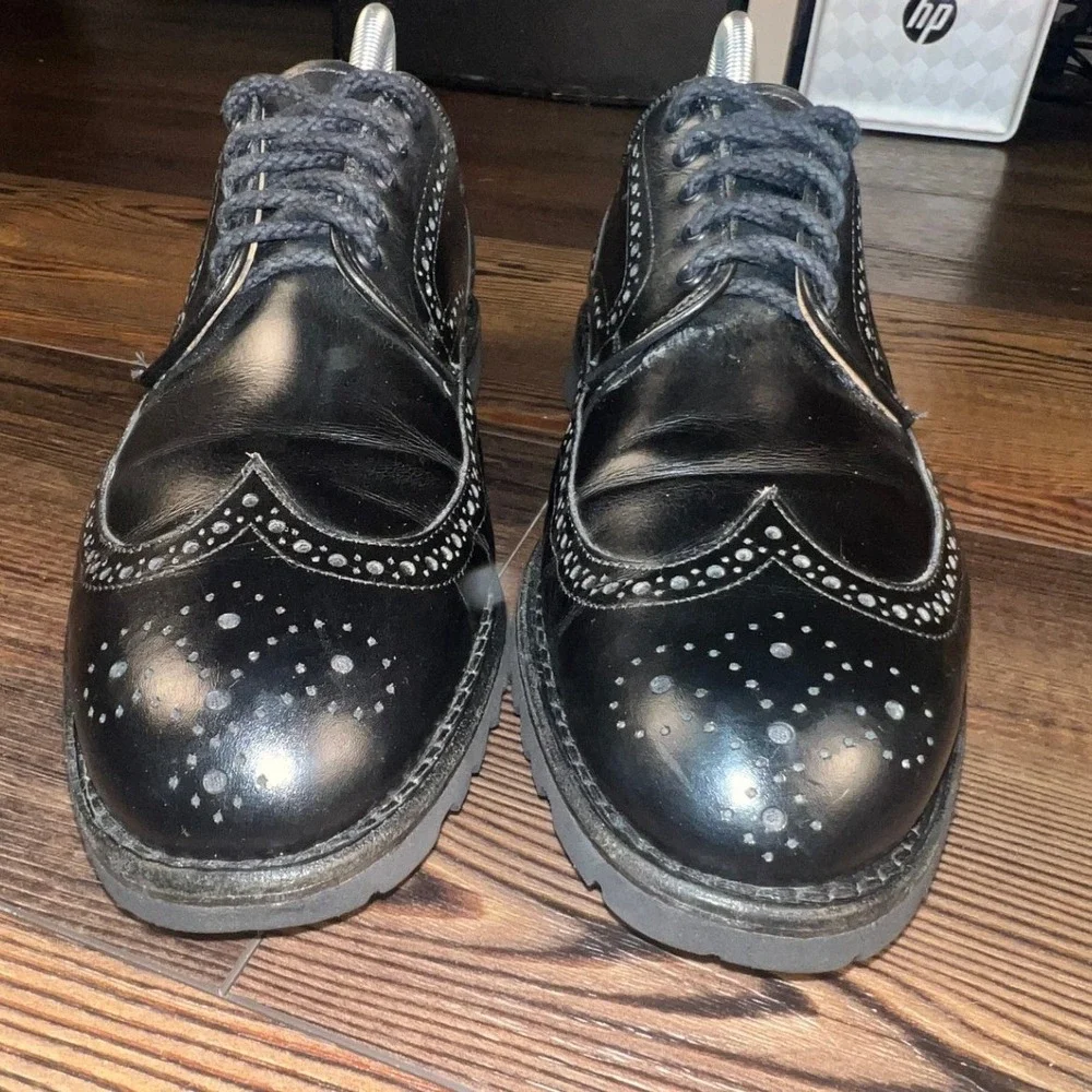 Allen Edmonds Tate Wingtip Derby Black Leather‎ Lug Sole Shoes Men's 8.5 3E 3037